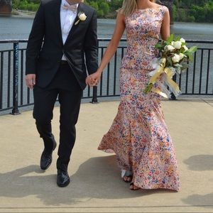 Tarik Ediz Floral Prom Gown